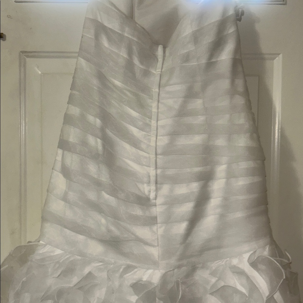 David's Bridal Organza Fit and Flare Gown with Vertical Ruffle size 12 - Picture 6 of 8